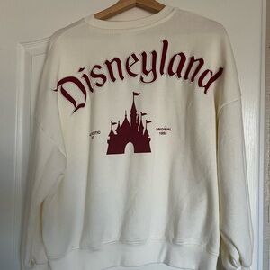 Disney Cream and Burgundy Women’s Crewneck Sweater